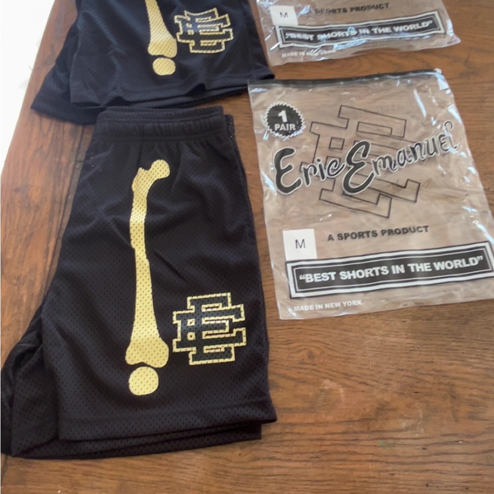 Eric Emanuel Black Shorts with Yellow Design